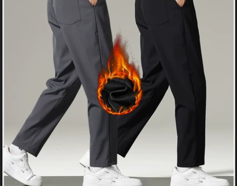 ?加绒加厚裤子男秋冬新款加保暖休闲裤男士时...