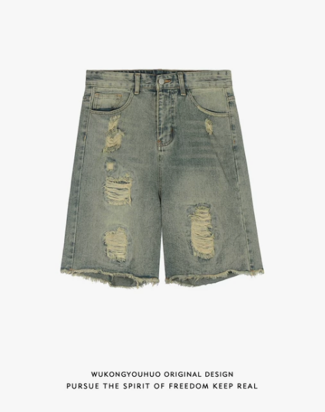 ?牛仔短裤 五分裤牛仔短裤悟空有货美式复古...