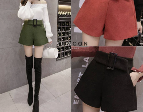 反季毛呢短裤女,秋冬季2021新款,韩版宽...
