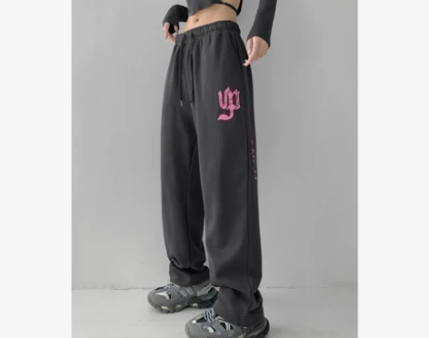 ins潮辣妹博主垂感灰色运动裤女秋冬季宽松...