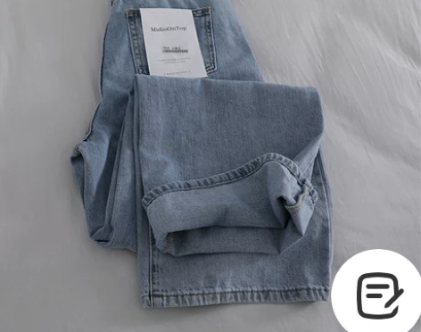 高端客供面料，高腰直筒阔腿牛仔裤女拖地裤子...