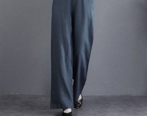 2023新款棉麻裤子女宽松复古亚麻垂感长裤...