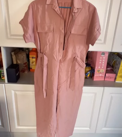 粉色工装连体裤 夏季 棉麻 时尚2023新...