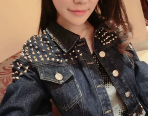 欧美街头摇滚钉珠重工金属铆钉朋克风磨破乞丐...