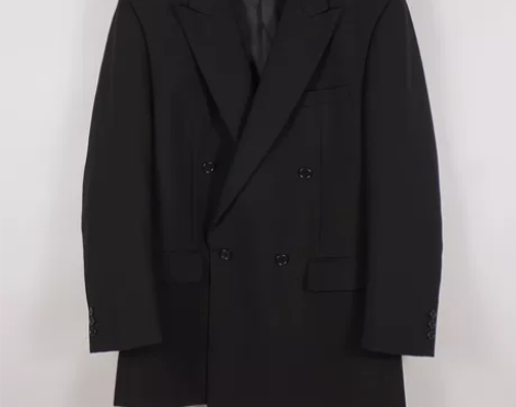西装男日系中古 羊毛 双排扣黑色 春秋款 ...