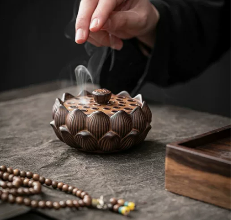 处理!陶瓷复古香炉檀香家用禅意新款莲花薰香...