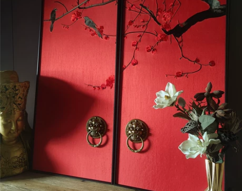 刺绣画 刺绣挂画原创新中式立体装置画玄关书...