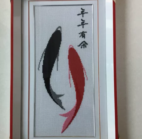 刺绣画，年年有余全新刺绣画，尺寸宽36cm...