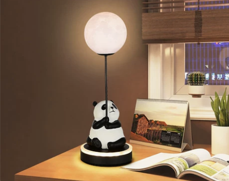 2023新款北欧摆件熊猫台灯卧室儿童房卡通...