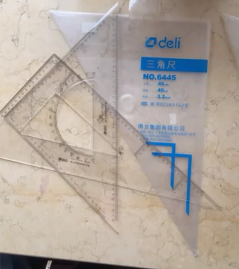 得力三角尺2把/套。 30/60度一把，4...