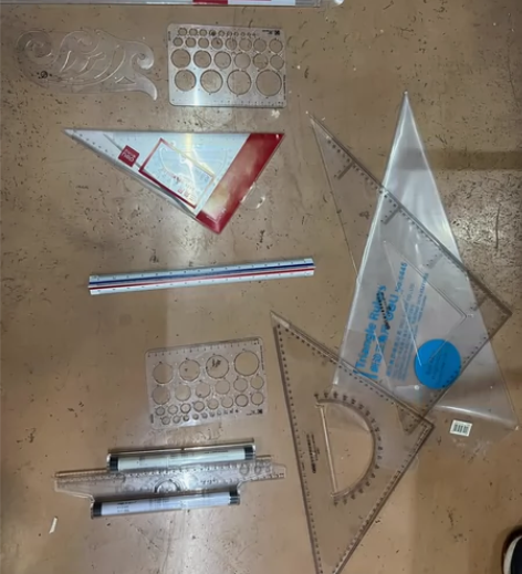 园林风景园林建筑  比例尺 平行尺 圆模版...