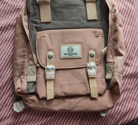 全新英国拼色帆布双肩背包电脑包旅行上班 帆...