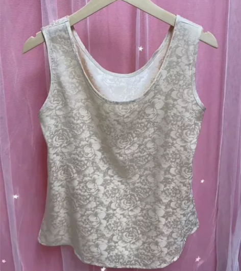 清仓  醋酸背心高级感提花圆领吊带真丝无袖...