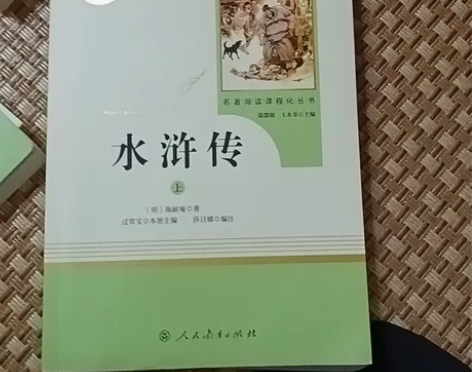 初三生出名著，《水浒传》上下部两本，人民教...