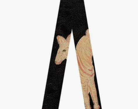 国风系列油画常玉黑色底斑马飘带丝带绕包百搭...