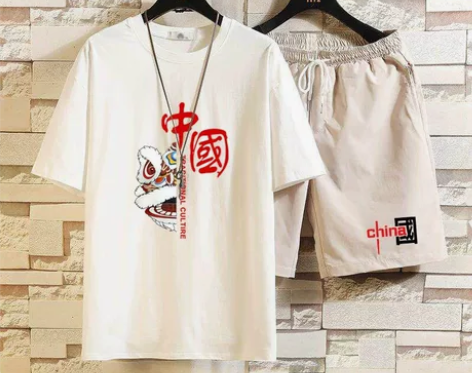 夏天休闲套装男士五分裤百搭运动服韩版潮流学...