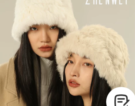 兔毛渔夫帽显脸小毛绒帽子女秋冬毛线渔夫帽针...