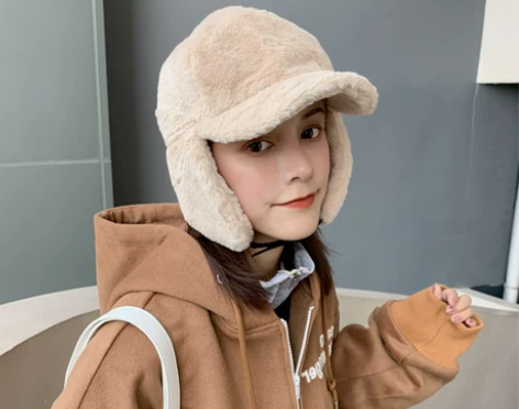 ?邪恶先生兔绒鸭舌雷锋帽女火车头帽子冬季保...