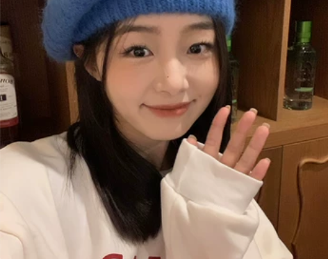 慵懒风~兔毛贝雷帽女秋冬针织毛绒绒大头围韩...