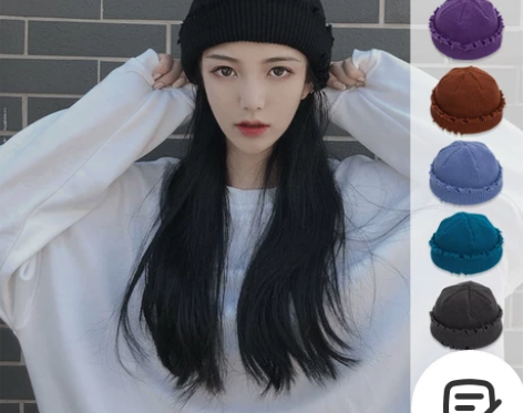 破洞瓜皮帽男韩版磨边针织毛线帽女日系加厚保...