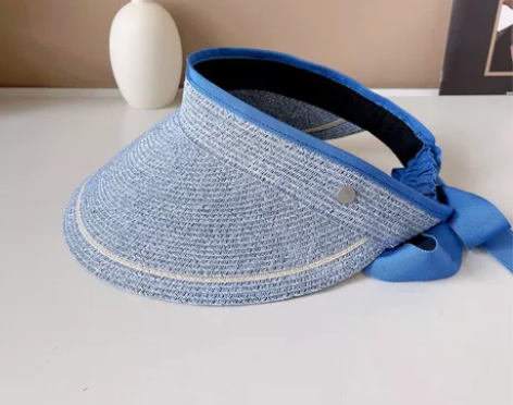 代购日本o家长飘带空顶帽子夏季防晒草帽后松...