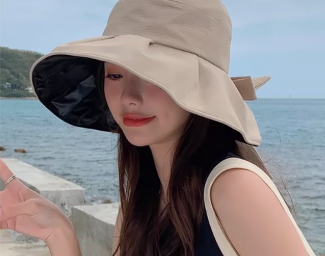 新款夏季防晒帽，遮阳帽黑胶里子 大帽檐 遮...