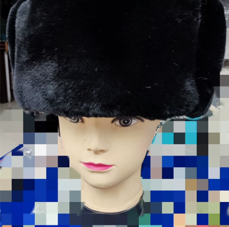 最后一顶，羊皮面，整獭兔皮里，成人雷锋帽，...