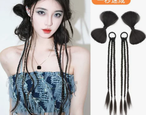 假发辫子女马尾俏皮可爱仿真y2k辣妹拳击麻...