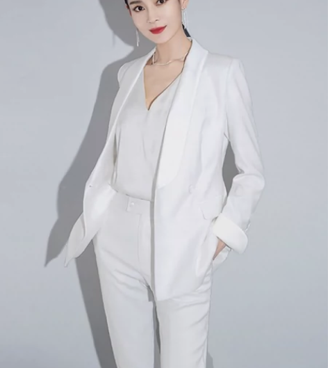 2023春季新款职业通勤高端白色西服外套修...