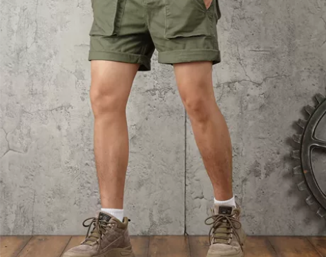 2023夏季工装短裤男新款港风纯色纽扣装饰...