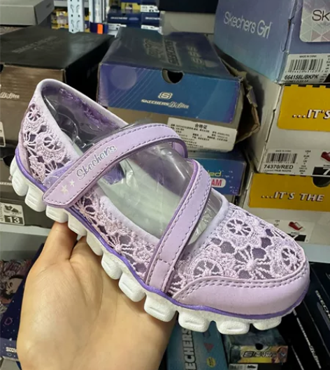 Skechers斯凯奇女童魔术贴休闲鞋透气...