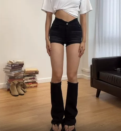 【礼遇价】美式复古高腰弹力牛仔短裤女夏装新...