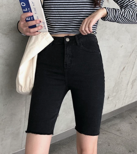 明星同款高腰牛仔短裤女夏季紧身显瘦2022...