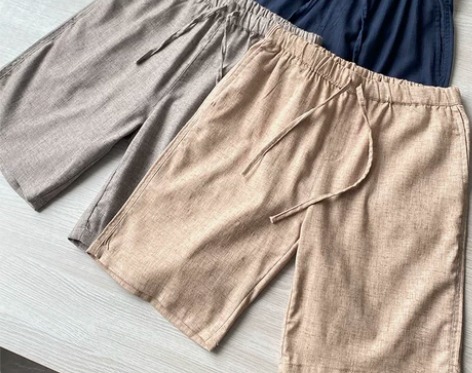 夏季男抽绳松紧腰直筒休闲短裤五分裤口碑好货...