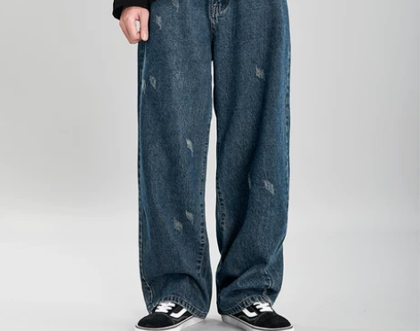 百搭直筒宽松韩版潮流老爹牛仔裤男阔脚坠感潮...