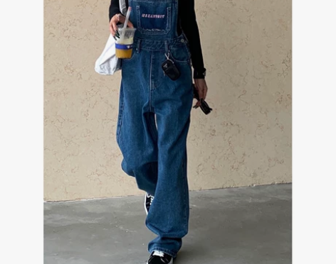 Acestudios 复古减龄 牛仔背带裤...