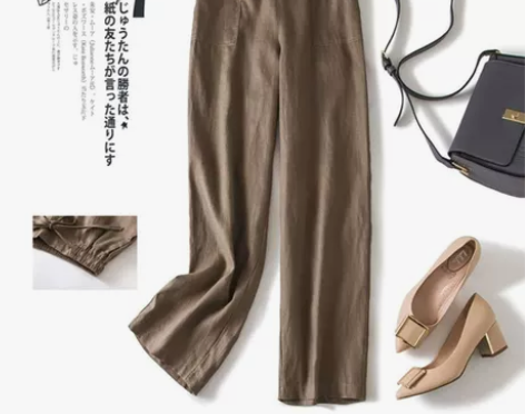 棉麻高腰直筒阔腿女士休闲裤XXL码2XL码...