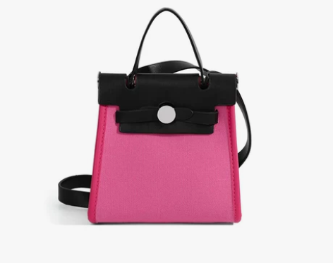 美嘟嘟定制2023新款百搭手提包女包拼色帆...