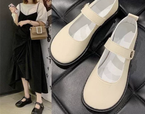 2023年新款小皮鞋女夏圆头娃娃鞋日系jk...