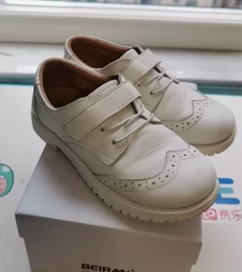 儿童英伦小皮鞋男宝宝真皮黑色春秋款校园鞋演...