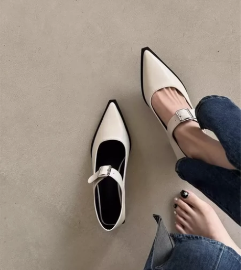 法式小香风尖头玛丽珍晚晚鞋复古粗跟单鞋女2...