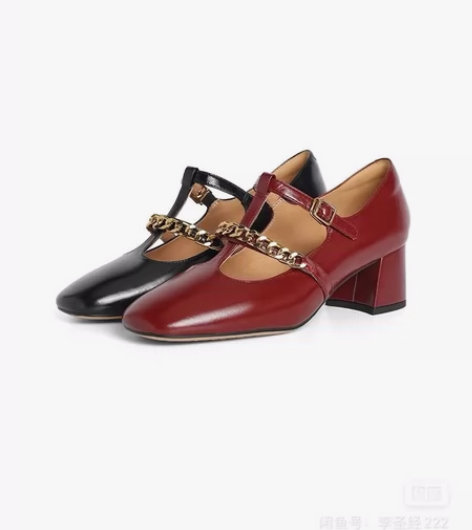 百丽玛丽珍鞋女秋新款商场同款牛皮革复古链条...