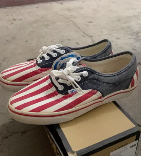 正品全新vans作旧经典款条纹帆布鞋，37...