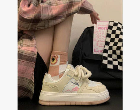 回力女鞋油画鞋小白鞋2023春夏新款厚底大...