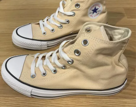 匡威春款all star高低帮姜黄色运动透...