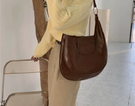 包包女新款潮韩国ins复古油皮单肩包大容量...