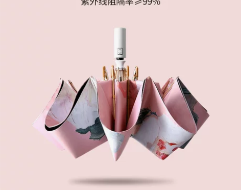 德国双层全自动太阳伞女超强防晒防紫外线油画...