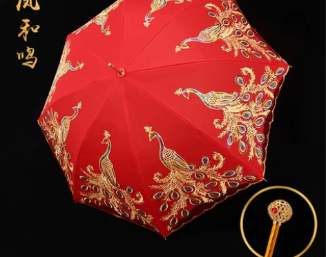 【家装节价】红伞结婚新娘伞红色出嫁雨伞中式...