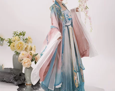 汉服佐馨原创汉服秋凝冰荷重工刺绣大袖衫齐胸...