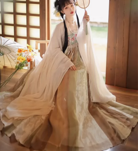 【春有约】茗月萱唐制诃子裙汉服女大袖衫刺绣...